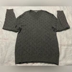 DANIEL CREMIEUX MEN'S GRAY ROYAL 100% ALPACA CABLE PULLOVER SWEATER SIZE M